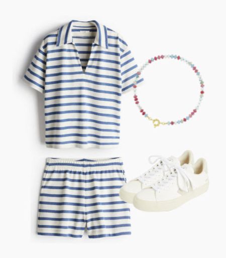 Casual summer outfit - Matching set - white sneakers - candy necklace 

#LTKSeasonal #LTKfindsunder50 #LTKstyletip