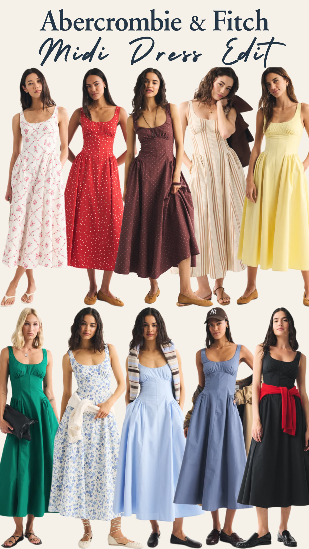 @abercrombie & Fitch | Dylan Bra-Free Midi Dresses | Effortless Dresses That Actually Feel Put Together ☀️

If you’ve been trying to find a dress that’s flattering, easy, and doesn’t require a whole underlayer situation… this is it.

I’ve tried so many midi dresses like this — and not all of them are worth it. These are.

This is the kind of dress you throw on and instantly look put together without overthinking it.

If you struggle with:
• dresses that require the “right bra” to work
• straps showing or awkward layering
• fits that don’t flatter the waist
• fabrics that feel stiff or uncomfortable
• wanting something easy but still styled

…this is your go-to.

Why these actually hit:
• built-in bra = no layering, no stress
• structured bodice = flattering, holds shape
• flowy midi length = effortless + elevated
• adjustable straps + smocking = flexible, comfortable fit
• lightweight fabric = breathable for spring & summer
• easy throw-on style = looks styled with minimal effort

Perfect for:
• everyday outfits & casual wear
• brunch, coffee runs & shopping days
• vacations & travel outfits ✈️
• spring & summer events
• date nights & dinners
• photoshoots & content days

This is one of those dresses that does the work for you.

No stress about what to wear under it. No overthinking the outfit.

Just throw it on and go.

I’d grab at least one color — it’s the kind of dress you keep reaching for.

Minimal effort, still looks put together.

↓ Everything is linked!

#LTKSaleAlert #LTKTravel #LTKActive