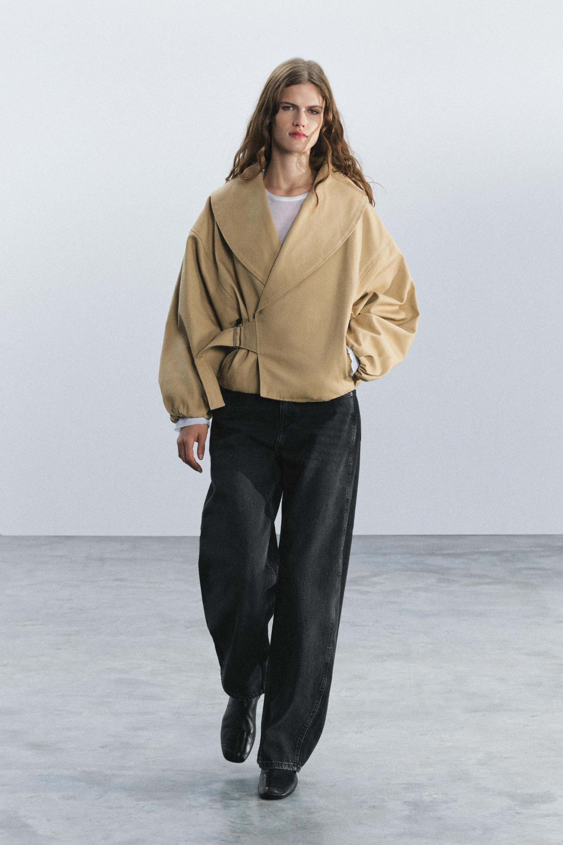 Zara - Zw Collection Buckle Crop Jacket - Taupe Brown - S - Woman | Zara US