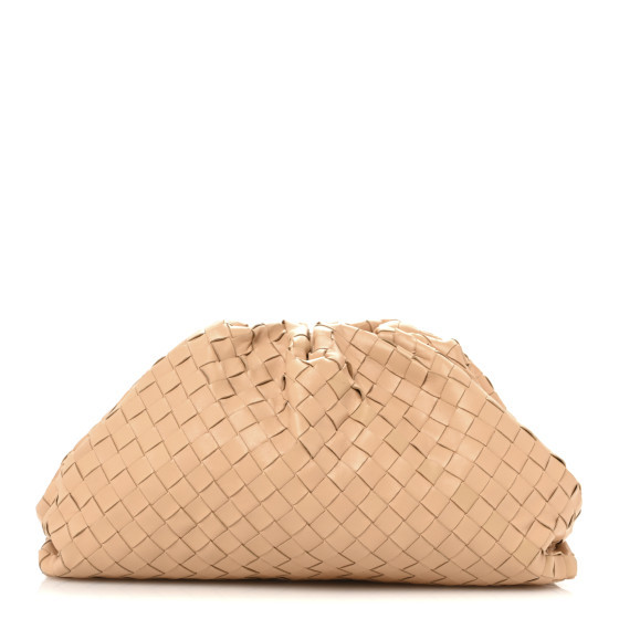 Bottega Veneta Nappa Maxi Intrecciato The Pouch Oversized Clutch Almond | FASHIONPHILE (US)