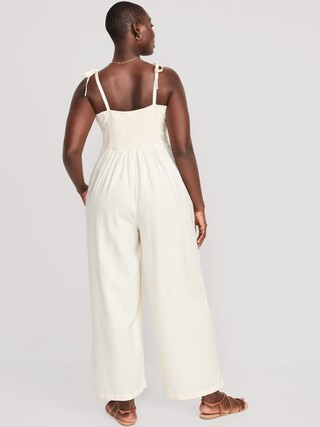 Linen-Blend Tie-Shoulder Corset Cami Jumpsuit for Women | Old Navy (US)