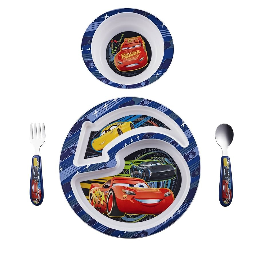 The First Years Disney/Pixar Cars Dinnerware Set - Toddler Plates and Toddler Utensils - 4 Count | Amazon (US)