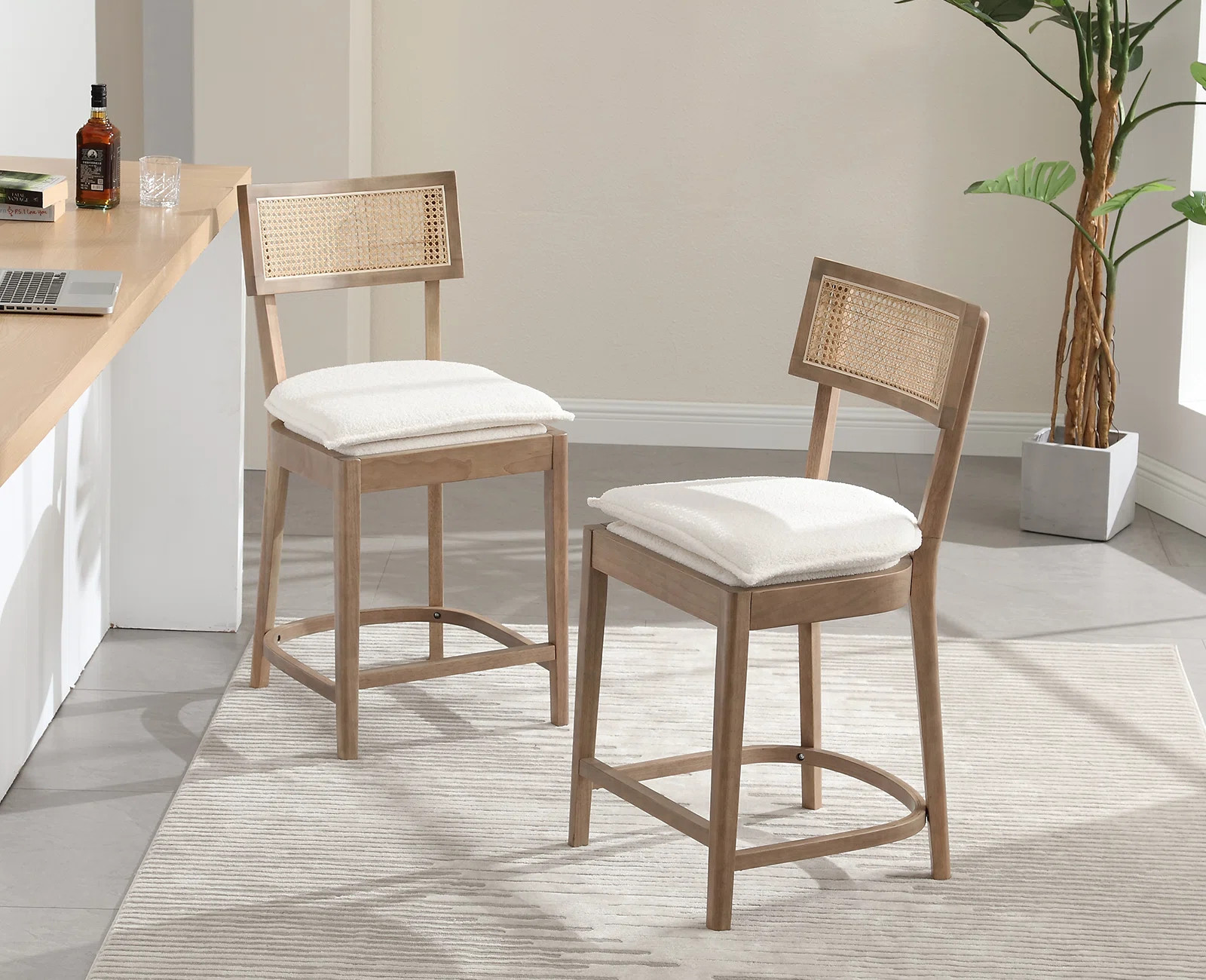 Alyssya Solid Wood Counter Stool (Set of 2) | Wayfair North America