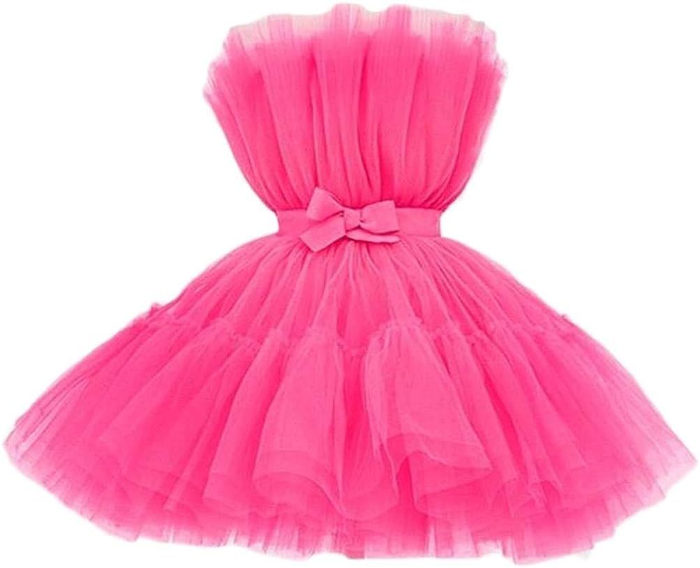 Dydsz Women's Tutu Prom Dress Short Homecoming Dresses Ruffles Tulle Cocktail Party Gown | Amazon (US)