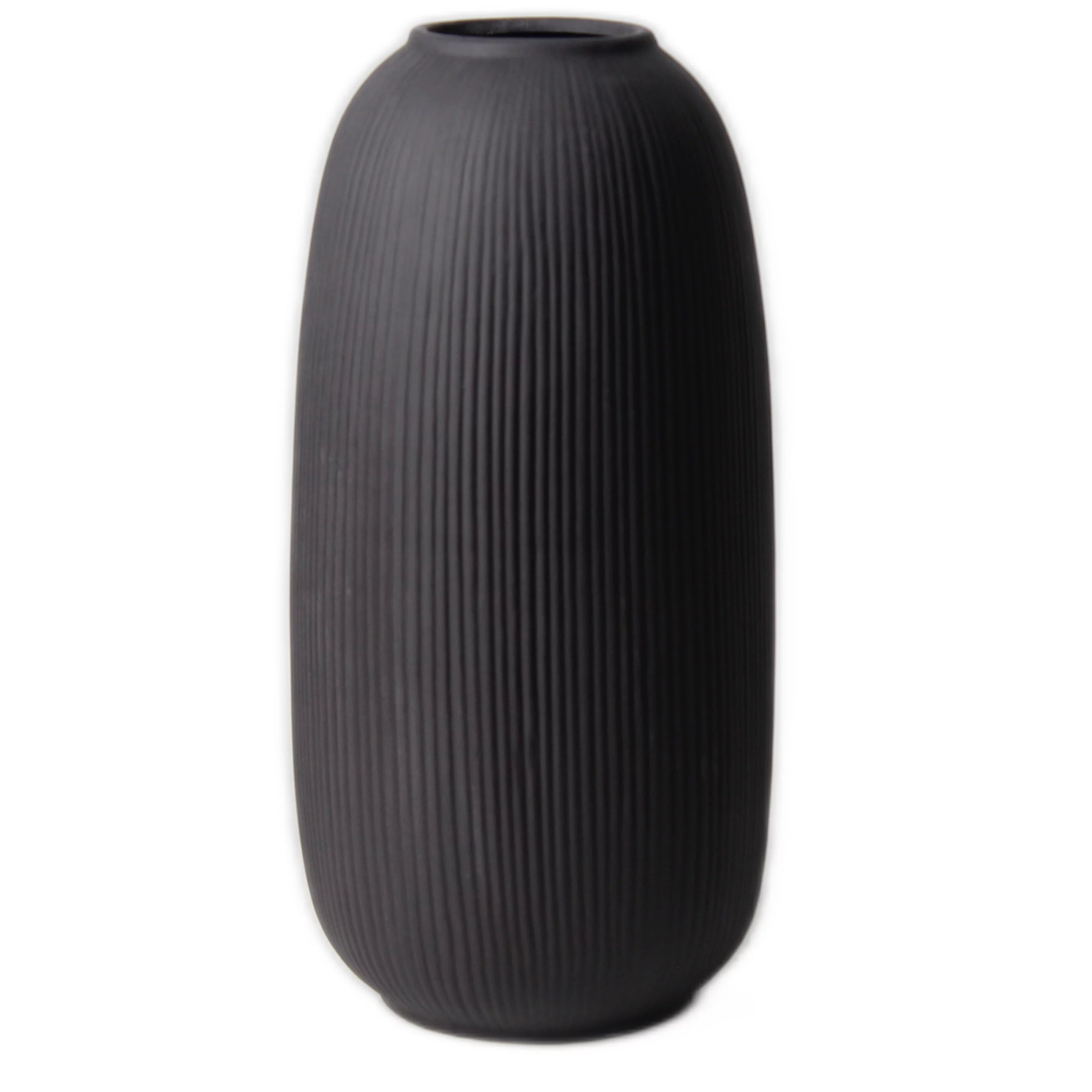 Portsea Lines Clay Vase in Dark Grey Charcoal Black - Toughened Ceramic Vase - 10 Inch Flower Vas... | Walmart (US)
