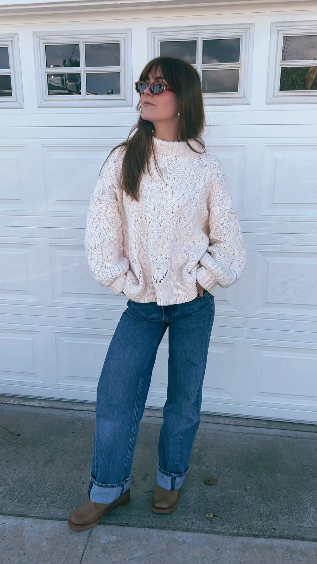 wearing 25 in the jeans (this wash ran bigger), sweater is a small :)