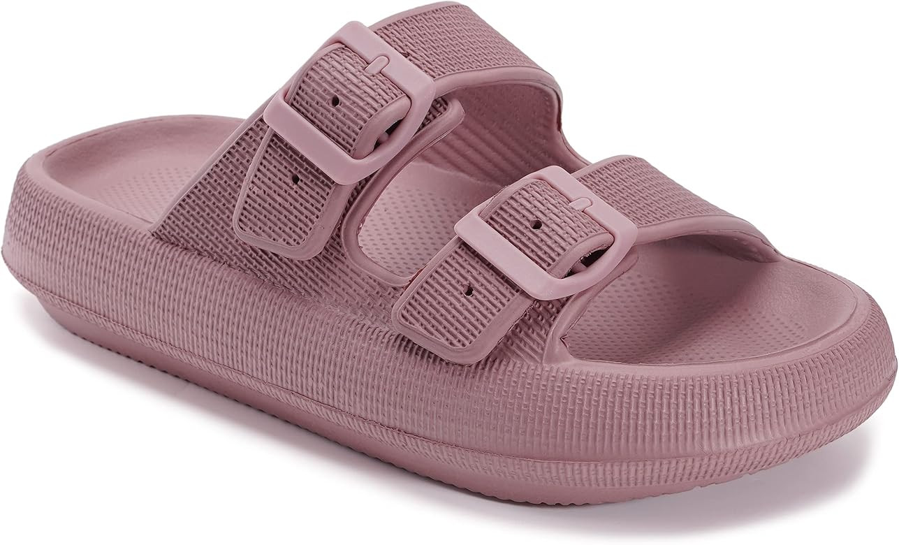 WHITIN Cloud Slides for Women Men Double Buckle Adjustable Pillow Slippers Ultra Cushion Sandals | Amazon (US)