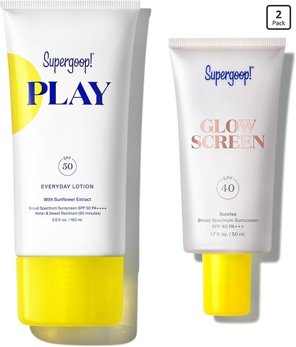 Supergoop! Glowscreen SPF 40, Sunrise (1.7 fl oz) + PLAY Everyday Lotion SPF 50 (5.5 oz) - Broad ... | Amazon (US)