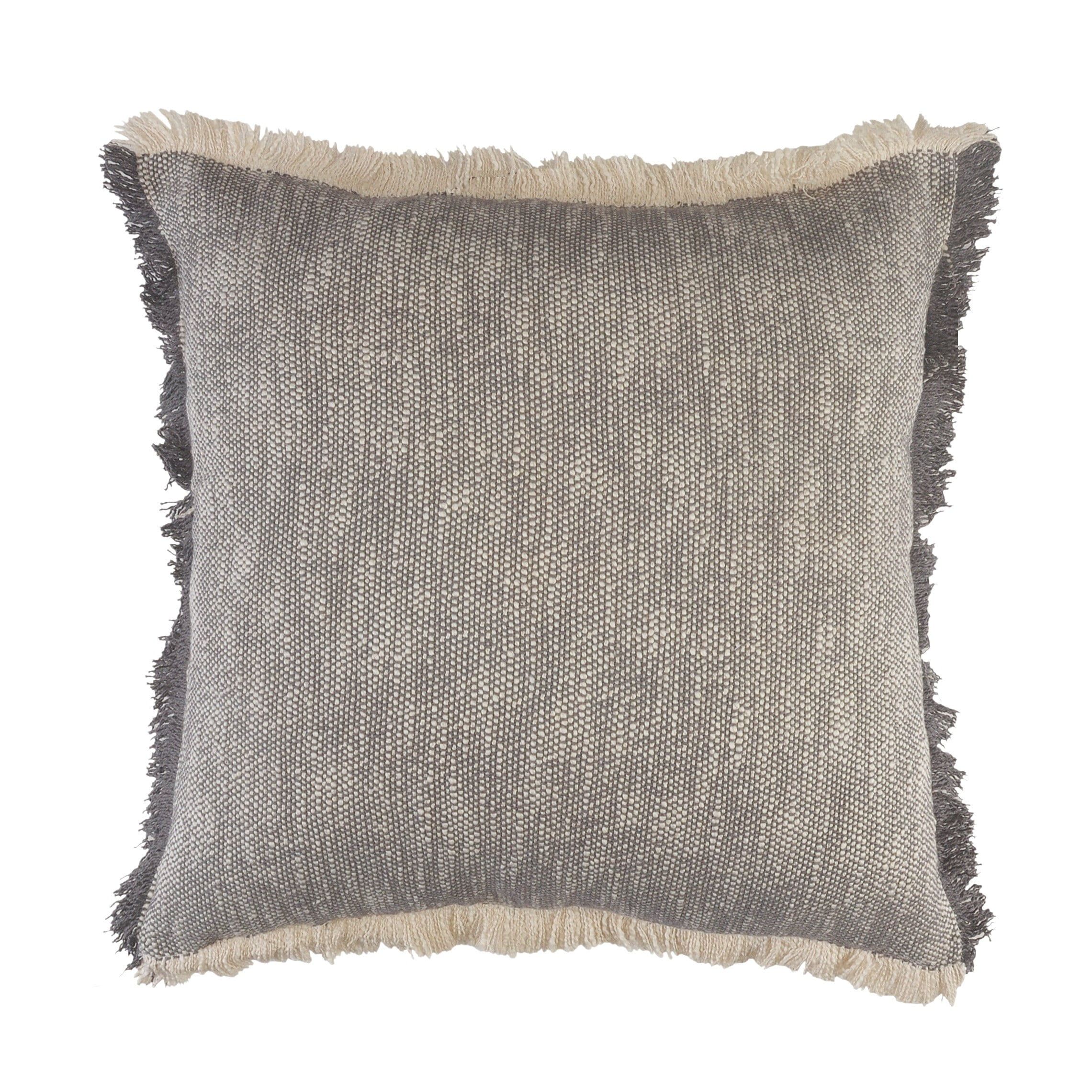 LR Home Neutral Two-Tone Fringe Woven Throw Pillow, 20" Square, Gray / White, Count per Pack 1 | Walmart (US)
