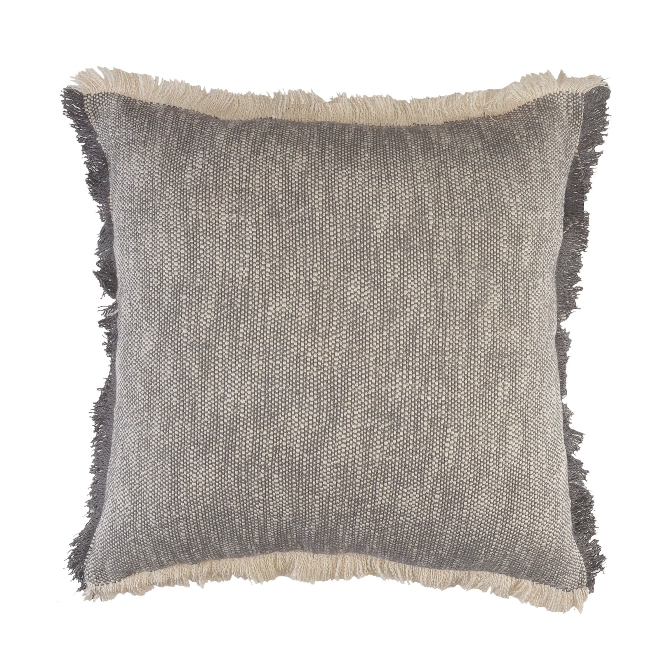 LR Home Two-Tone Fringe Woven Throw Pillow, 20" x 20", Gray / White - Walmart.com | Walmart (US)