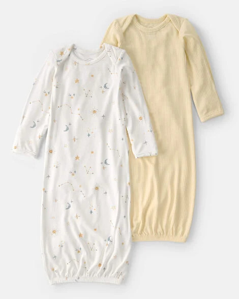 Baby 2-Pack Constellation PurelySoft Sleeper Gowns - Yellow/Cream | Carter's Inc