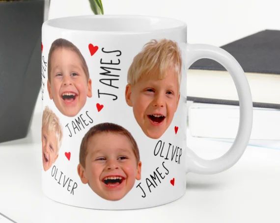 Custom Face Pattern Mug - Couples Mugs - Baby Photo Mug - Ceramic Coffee Mug - Personalized Anniv... | Etsy (US)