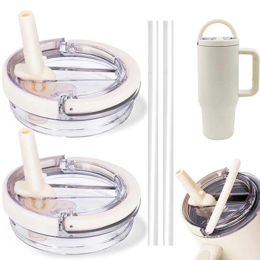 2 Pack 40 oz Tumbler Flip Straw Lid Replacement fit for Stanley Quencher, Leak-Proof Splash Resis... | Amazon (US)