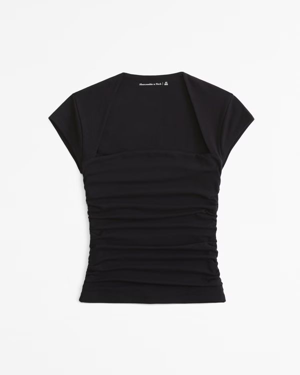 The A&F Ava Short-Sleeve Top | Black Top | Black Outfits | All Black Outfit | Abercrombie & Fitch (US)