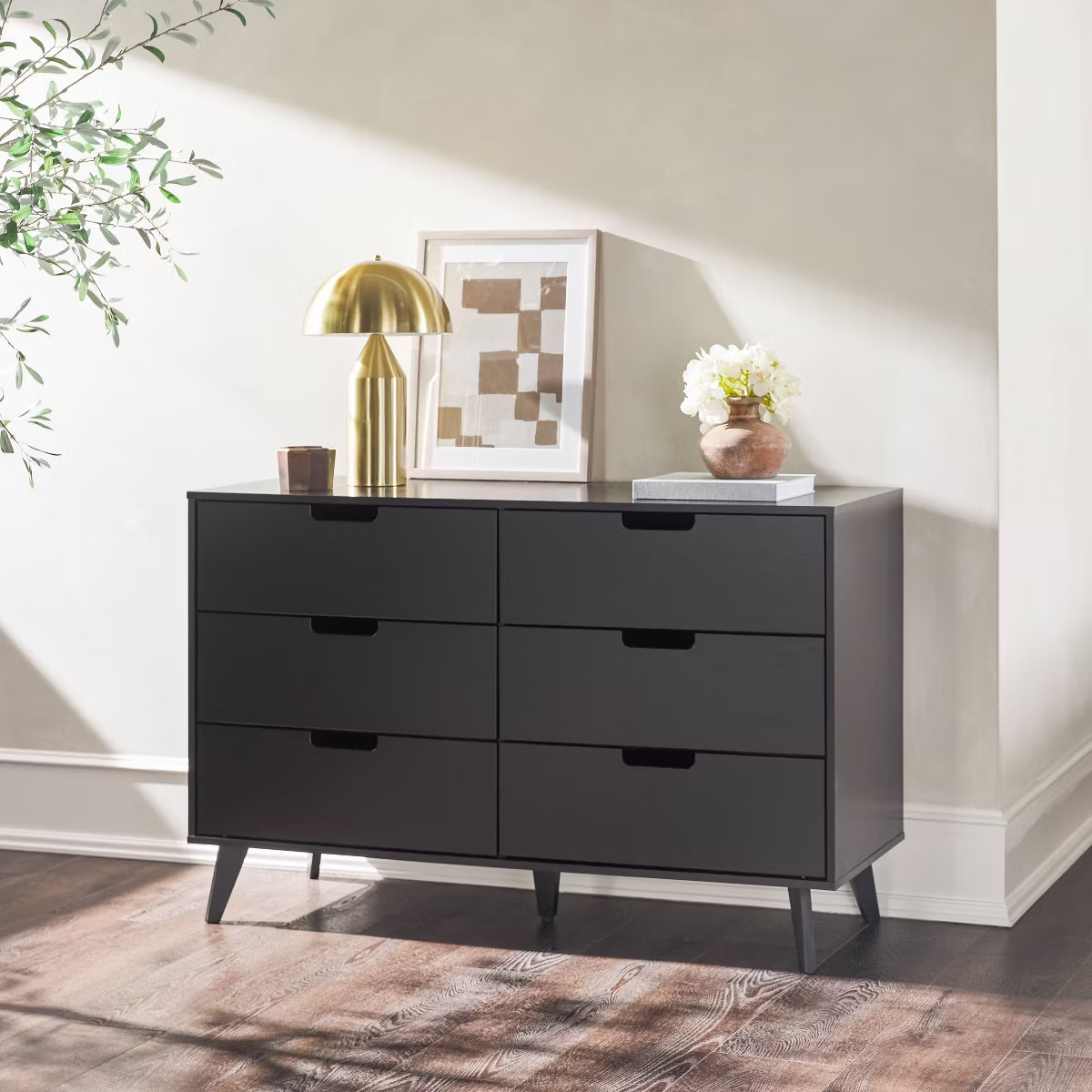 Simple Cut Out Handles 6 Drawer Dresser Black - Saracina Home: Modern Storage Unit for Bedroom, M... | Target