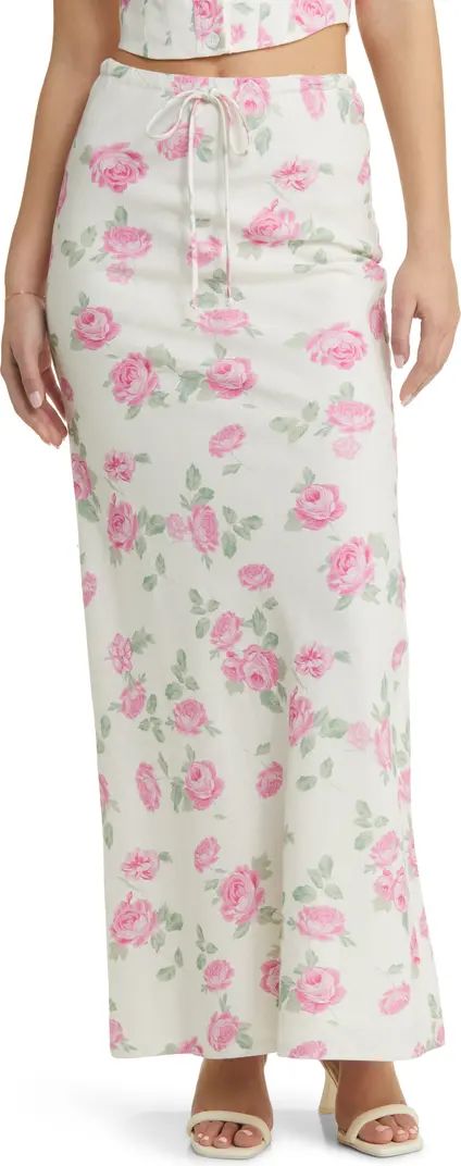 WAYF Romeo Floral Linen Blend Maxi Skirt | Nordstrom | Nordstrom