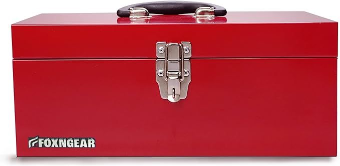 16" Portable Steel Heavy-duty Tool Box 18-Gauge with Metal Latch and Handle Red | Amazon (US)