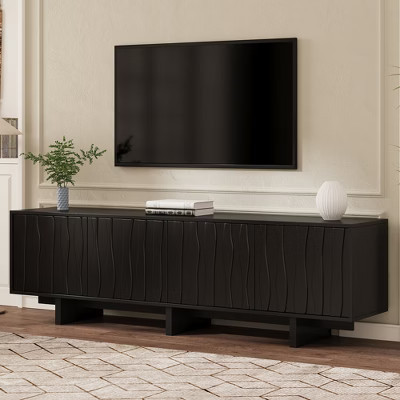 Clihome Retro Style Wood Grain TV Stand Media Console for Living Room-Black | Target