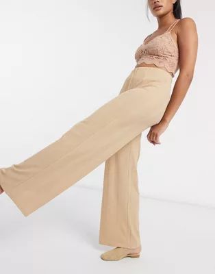 Vila wide leg lounge pants in camel | ASOS (Global)