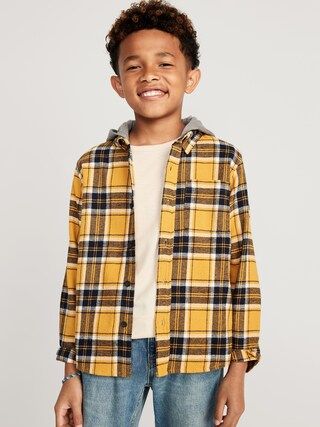 Hooded Soft-Brushed Flannel Shirt for Boys | Old Navy (US)