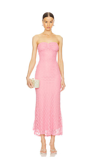 x REVOLVE Adoni Strapless Midi Dress in Pink | Revolve Clothing (Global)