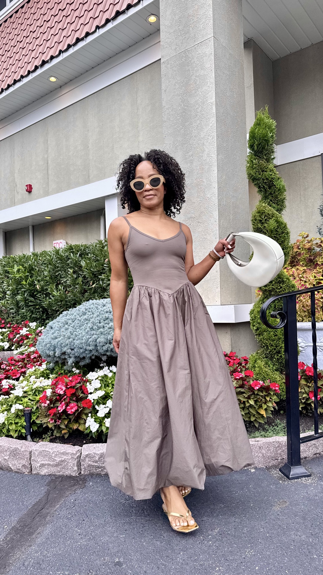 Bubble hem maxi dress on sale! Also comes in a pretty baby pink color 🤎🩷. I’m wearing an XS. The bodice of the dress has tons of stretch.

#LTKootd #LTKSaleAlert