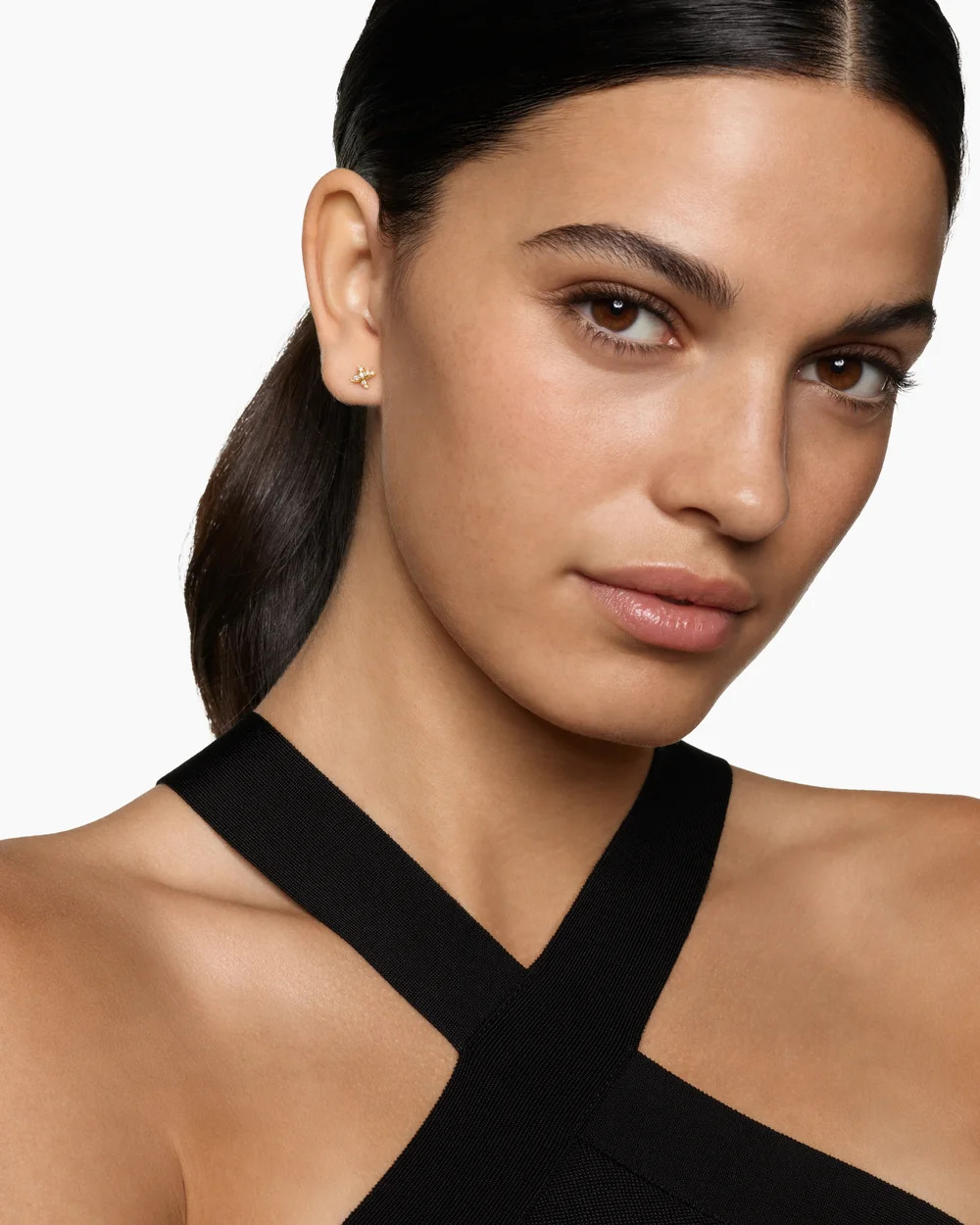 David Yurman | Crossover X Stud Earrings in 18K Yellow Gold with Diamonds, 6mm | David Yurman