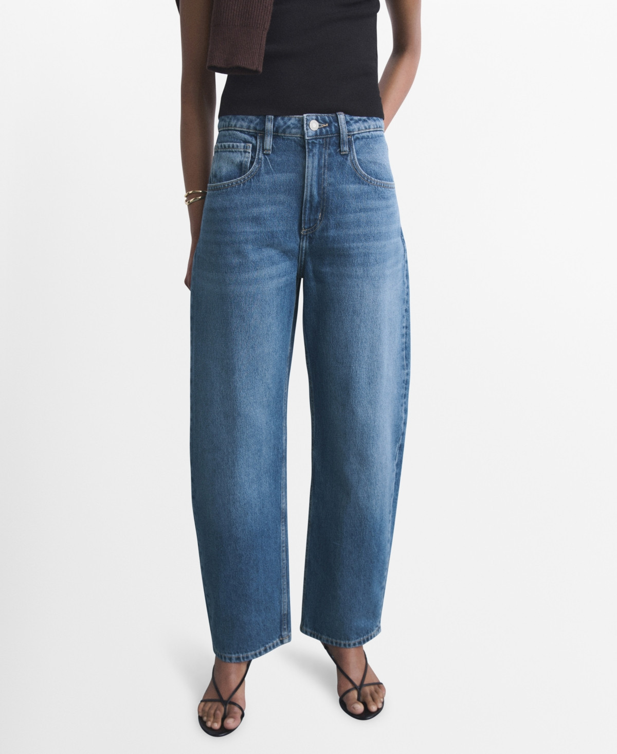 Mango Women's High-Rise Balloon Jeans - Dark Blue | Macy's