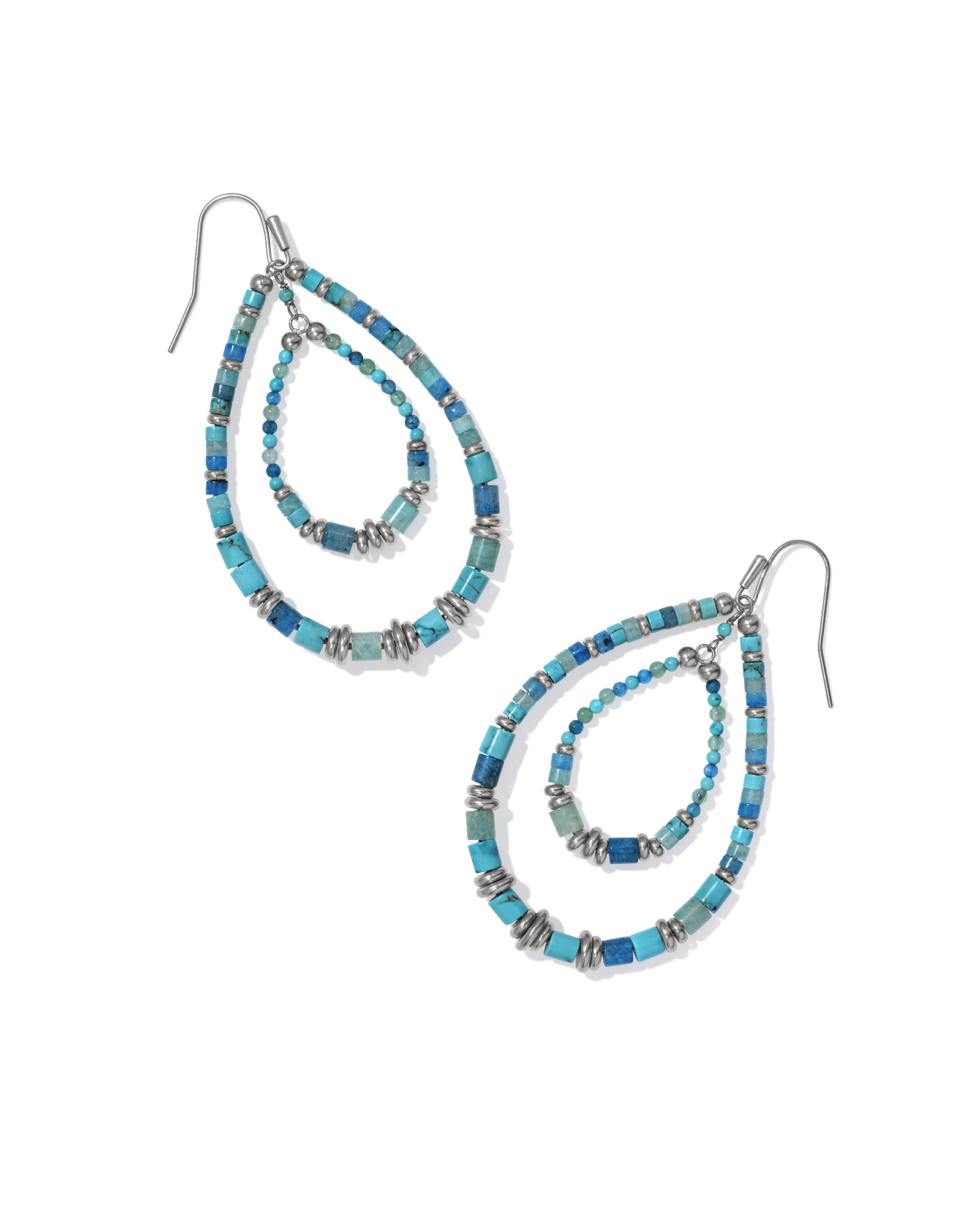 Bree Vintage Silver Open Frame Earrings in Teal Mix | Kendra Scott | Kendra Scott