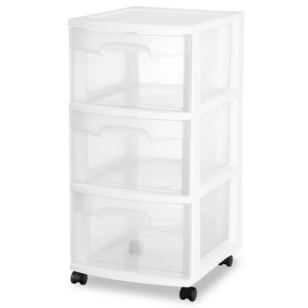 Sterilite 3 Drawer Cart, White with Clear Drawers, Adult - Walmart.com | Walmart (US)