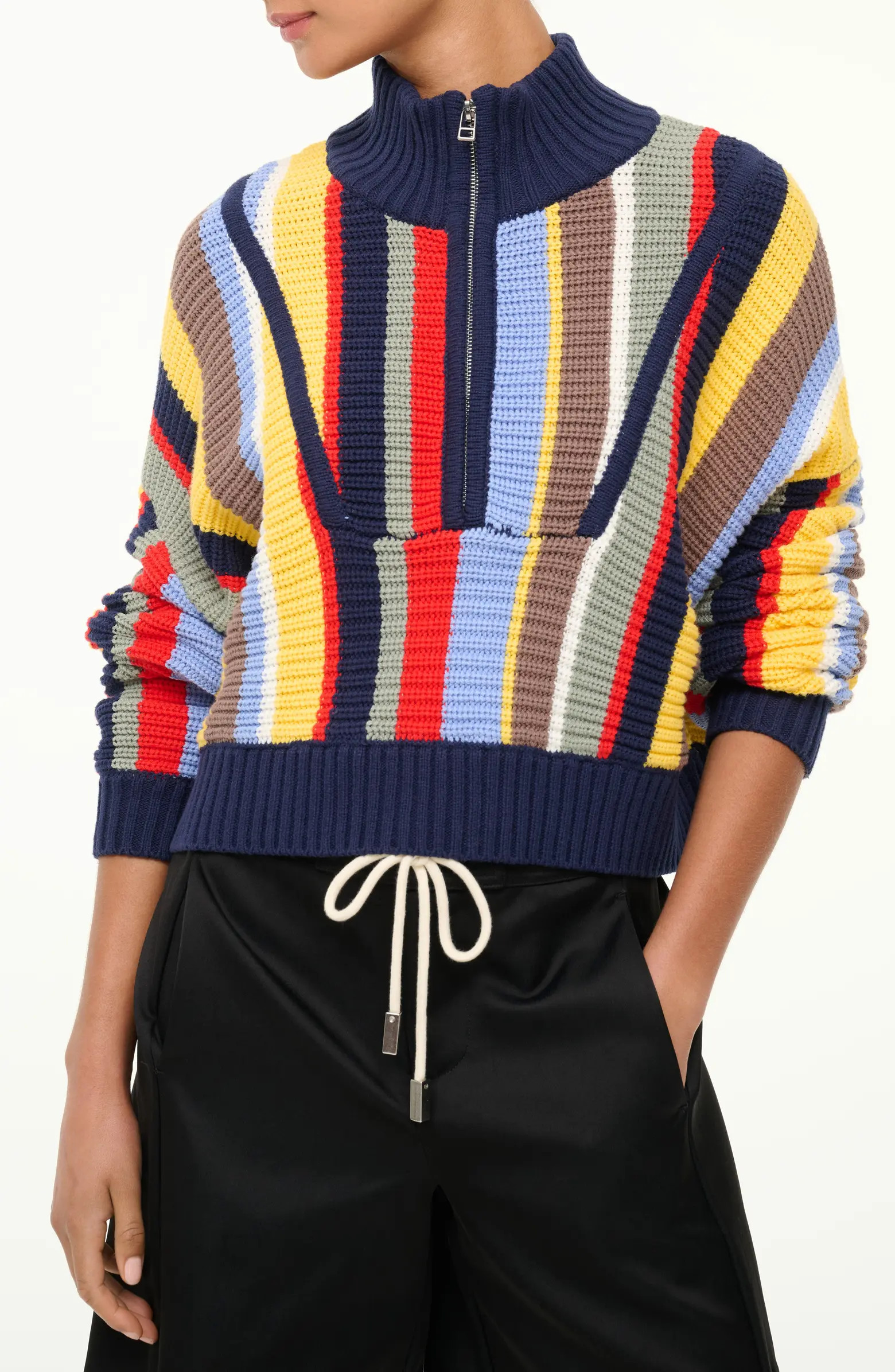 STAUD Hampton Stripe Half-Zip Sweater | Nordstrom | Nordstrom