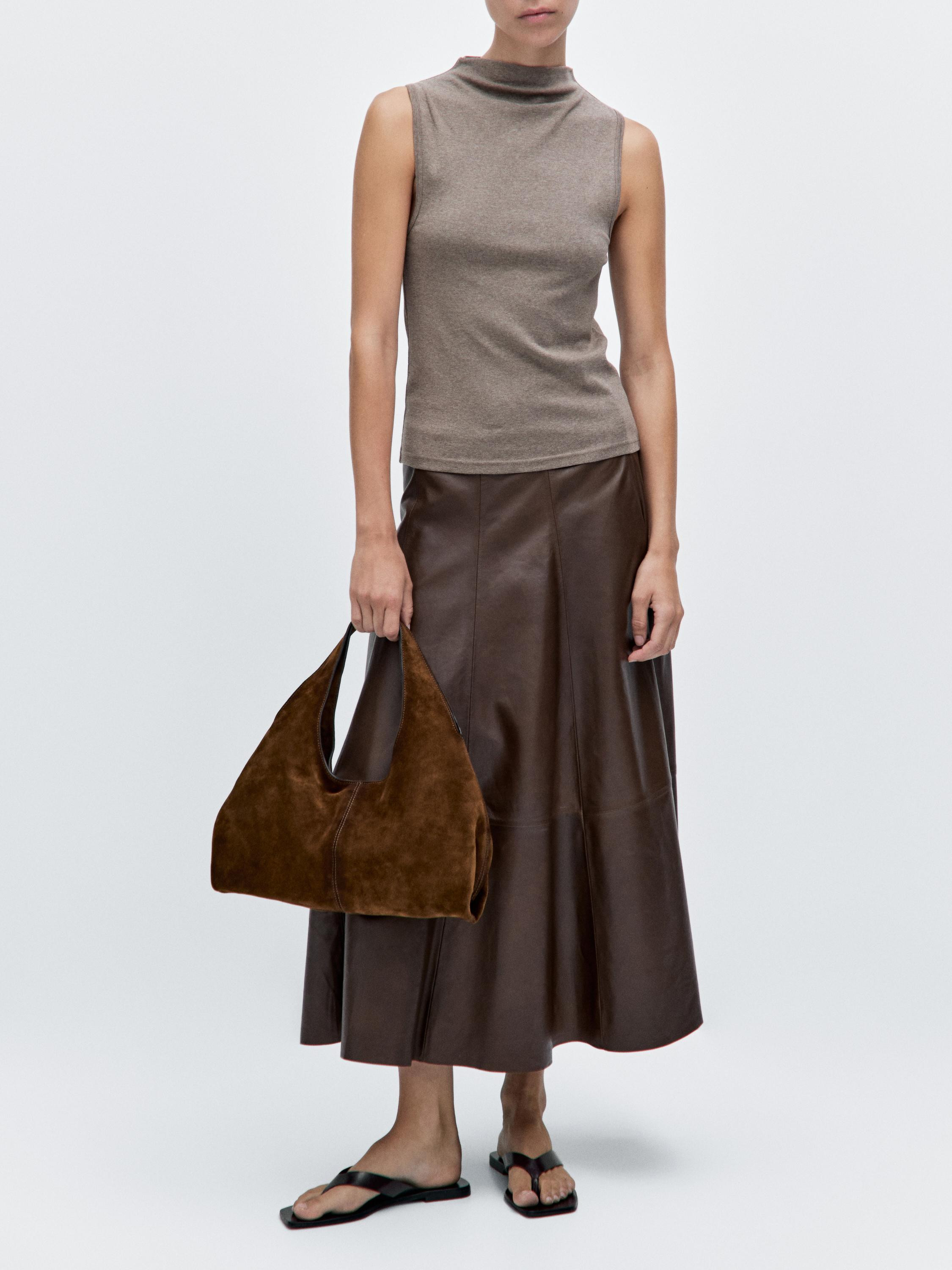 Mittelgroße Damentasche aus Rauleder | Massimo Dutti DE