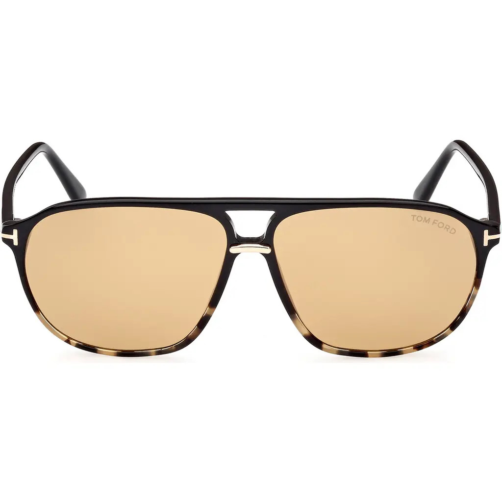 TOM FORD Bruce 61mm Navigator Sunglasses in Shiny Tortoise Black /Smoke at Nordstrom Rack | Nordstrom Rack