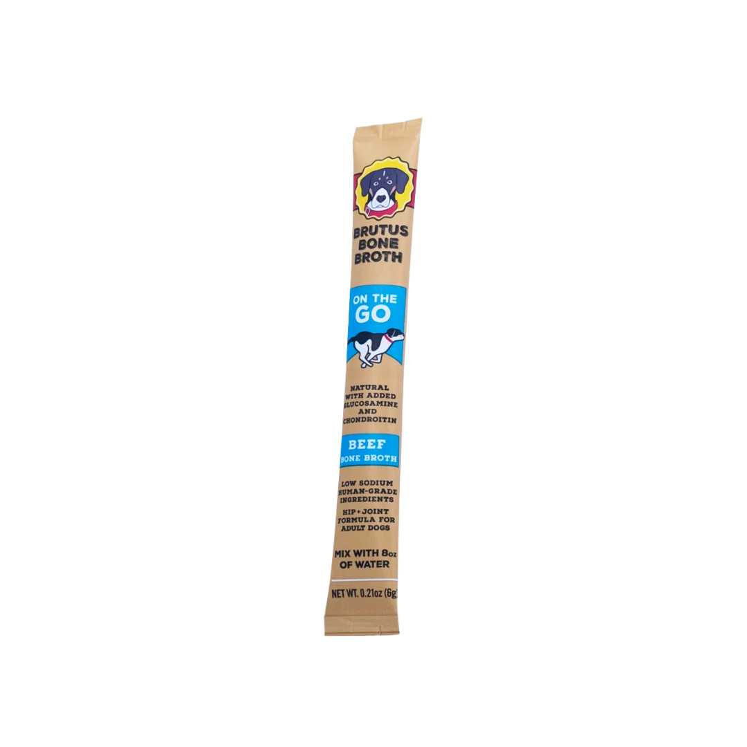 Brutus Broth on the Go\u2122 Beef Bone Broth Powder | Travel-Sized for Dogs | Brutus Broth