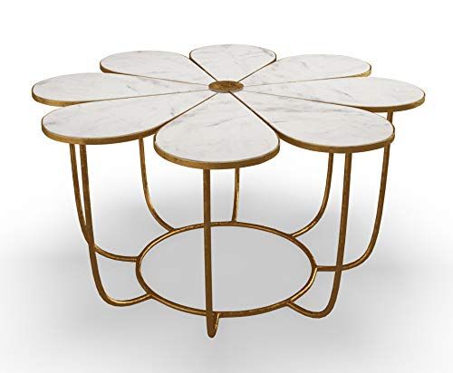 Flower Gold Frame and Polished White Marble Top Cocktail Table | Amazon (US)