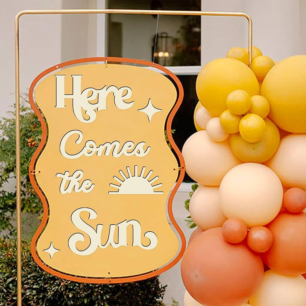 Sun Wooden Sign Here Comes The Sun Decor Sunshine Baby Shower Suns Decors Gender Reveal Party Dec... | Amazon (US)