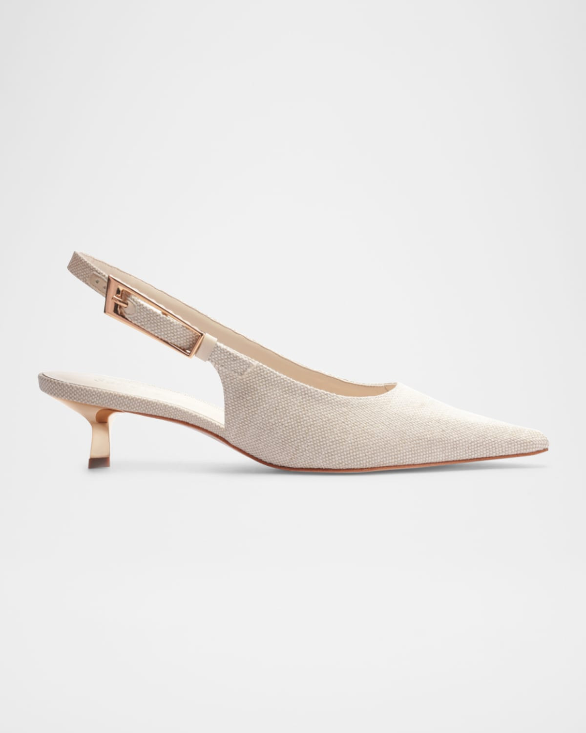 Ciara Linen Kitten Slingback Pumps | Neiman Marcus