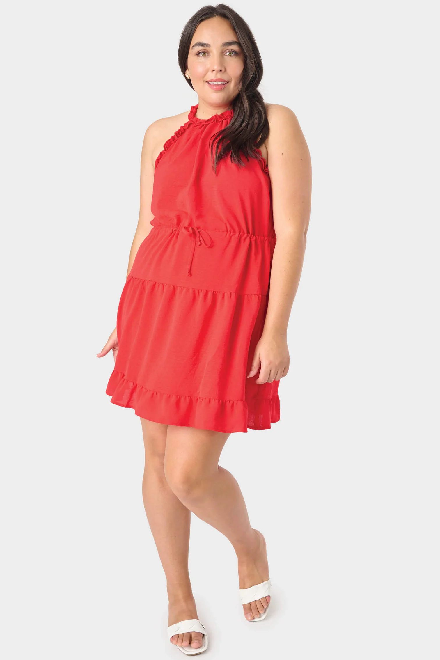 Ruffle Trimmed Halter Dress | Gibson