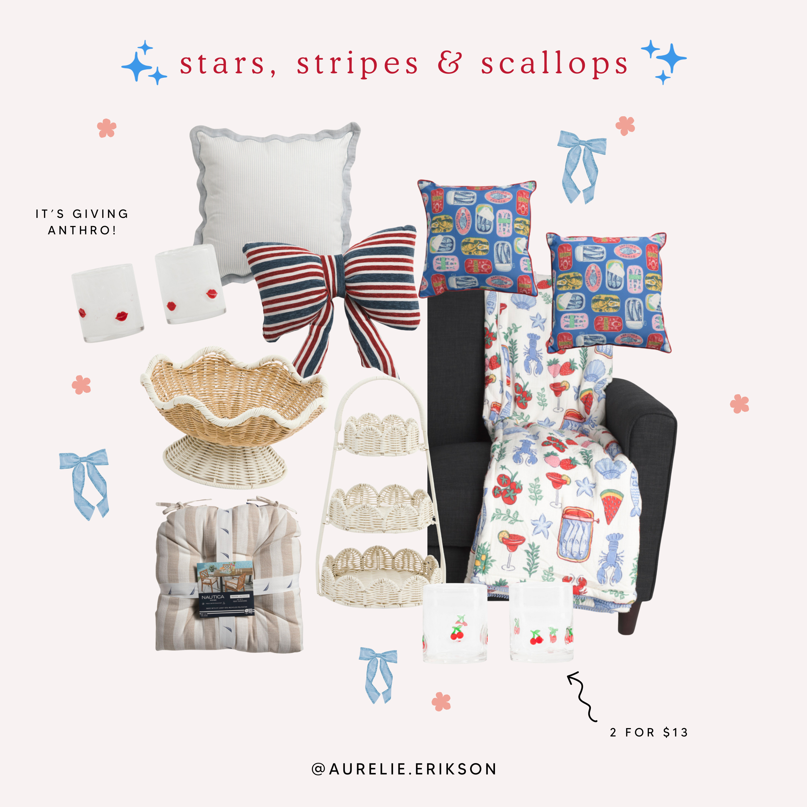 TJ Maxx is amazing for scalloped home decor for the 4th of July!  

 #LTKSeasonal #LTKParties #LTKFindsUnder100