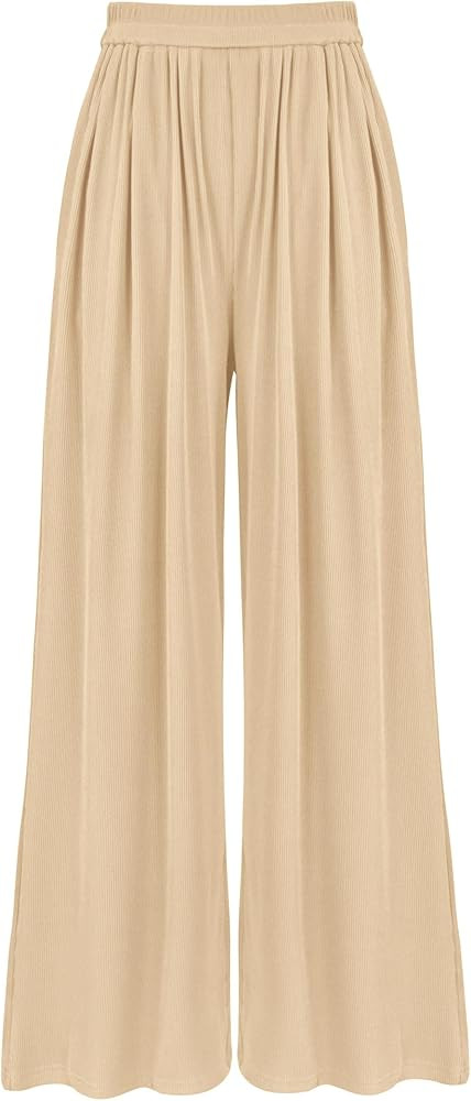 BTFBM Palazzo Pants for Women Spring Summer Clothes 2026 Pockets High Waist Casual Knit Flowy Wid... | Amazon (US)