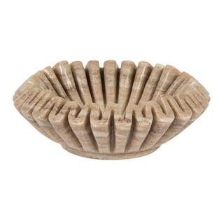 7 in. 68 fl. oz. Beige Marble Round Pleated Serving Bowl | The Home Depot