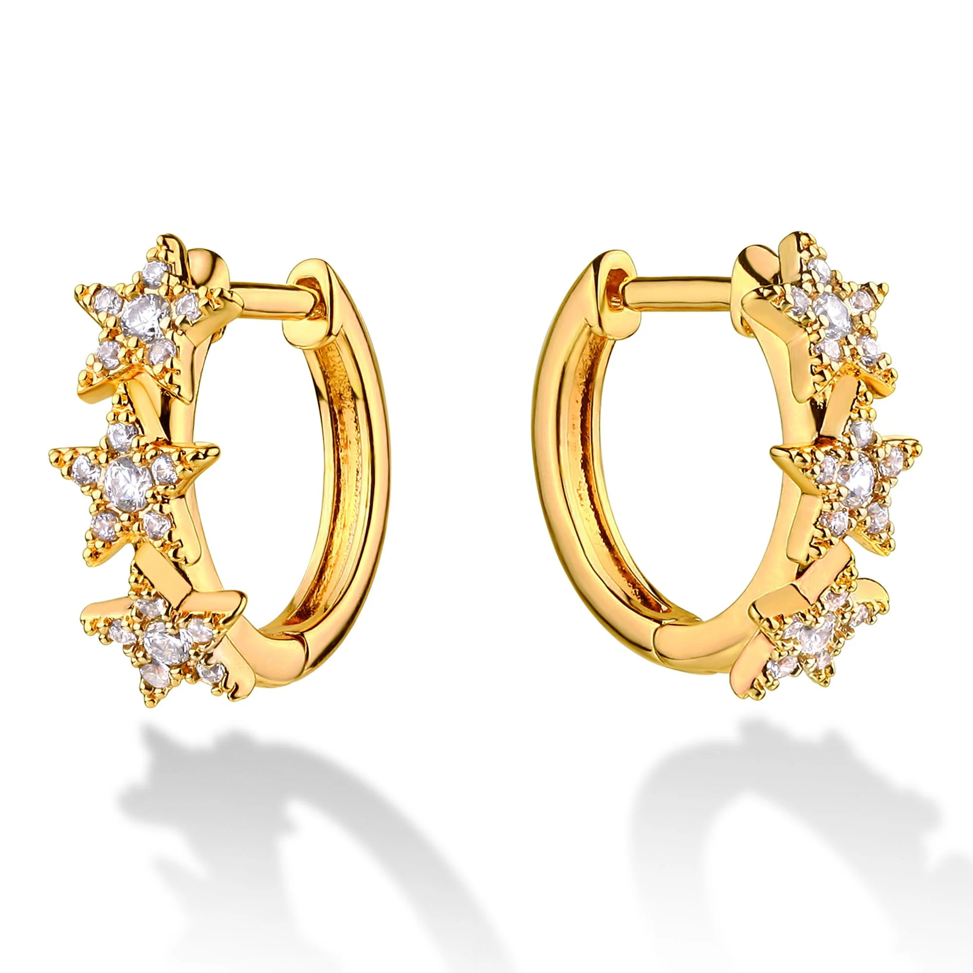 GDCOIN Diamond Earrings 14K Gold Plated Small Trio Cluster Star for Women | Walmart (US)