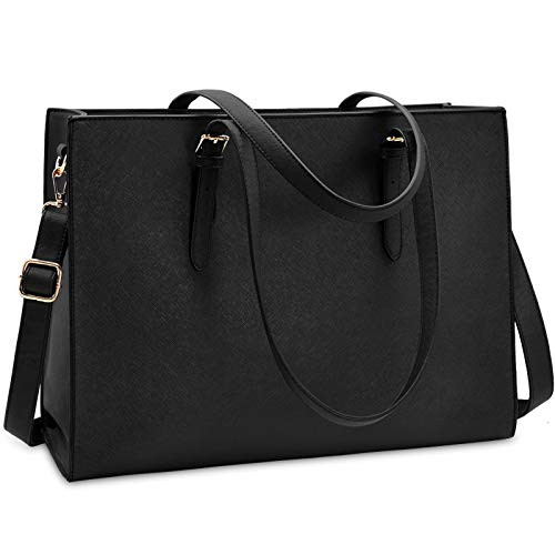 Laptop Bag for Women Waterproof Lightweight Leather 15.6 Inch Computer Tote Bag Business Office Brie | Amazon (US)