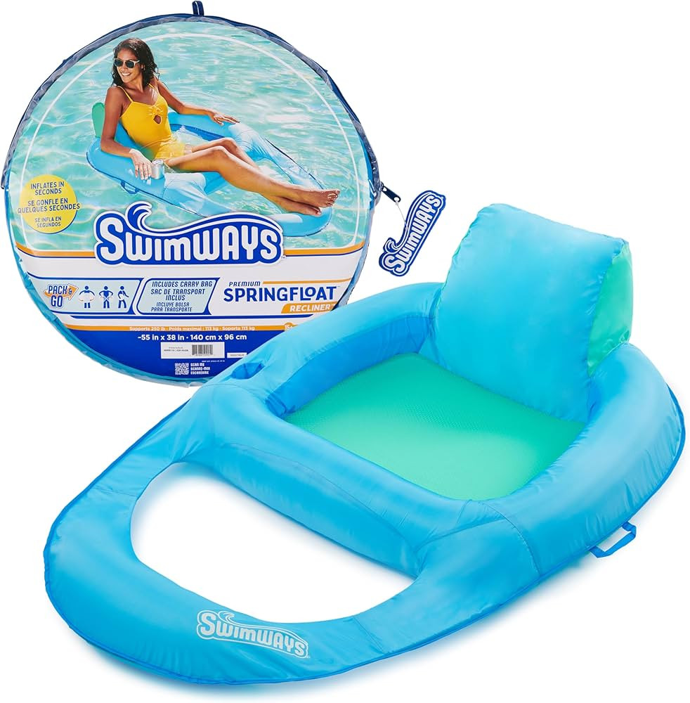 SwimWays Spring Float Premium Recliner Pool Lounger, Inflatable Pool Floats Adult with Fast Infla... | Amazon (US)
