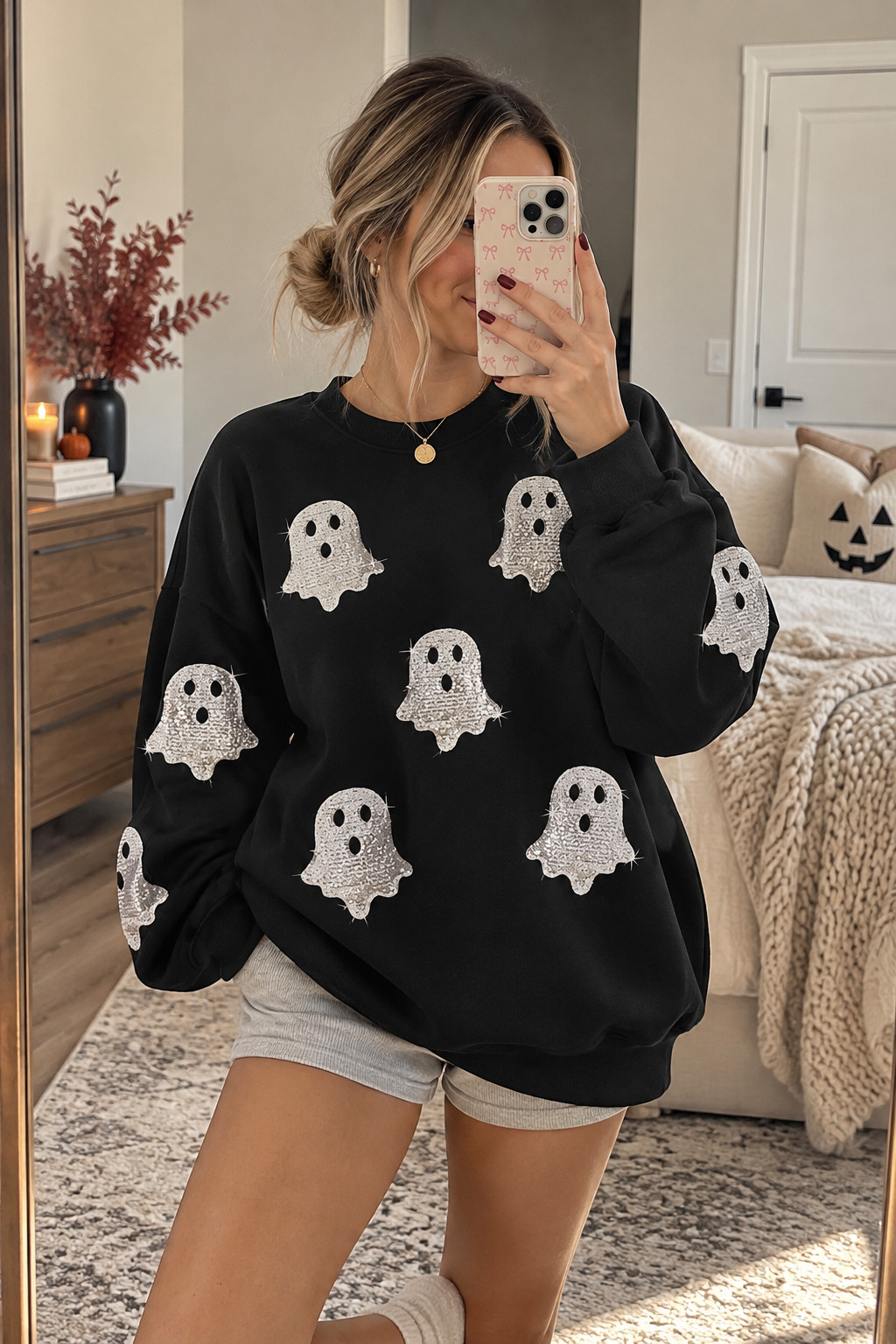 Halloween movie marathon outfit = officially figured out! 🎬👻 These cute Amazon Halloween sweatshirts are made for cozy nights on the couch, fuzzy socks, pumpkin candles, and all your favorite spooky movies. I love the playful ghost and pumpkin graphics because they feel festive without being over the top. Such cute little additions to your fall lounge wardrobe!#HalloweenMovieNight #CozyHalloween #AmazonLoungewear #HalloweenSweatshirts #GhostSweatshirt #CozyFallNight #SpookySeasonEssentials #AmazonCozyFinds #FallLoungeOutfits #OctoberEssentials #LTKHomeStyle 

 #LTKSeasonal #LTKU #LTKSaleAlert