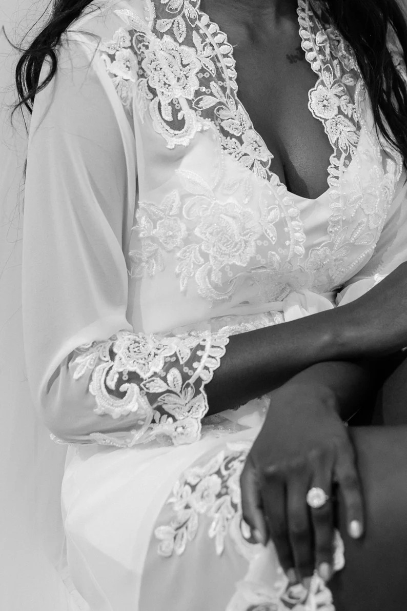 Lace Beaded Maxi Including Slip / Lace Bridal Robe / | Etsy | Etsy (US)