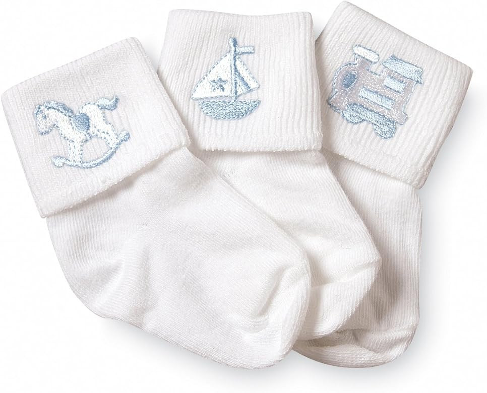 Jefferies Socks Baby Boy Collection Appliques, 3 Pack, White | Amazon (US)