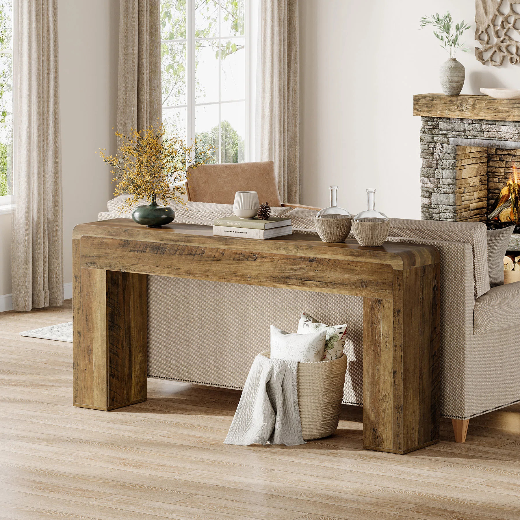 Rustic Extra Long Console Table for Entryway, Hallway, or Behind Sofa | Wayfair North America