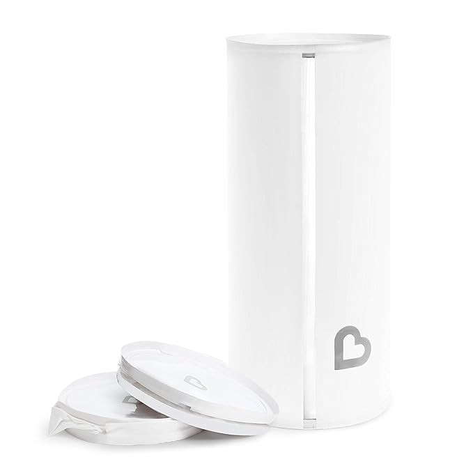 Munchkin® Toss™ Portable Disposable Diaper Pail, Holds up to 90 Newborn Diapers, 3 Pack, White | Amazon (US)