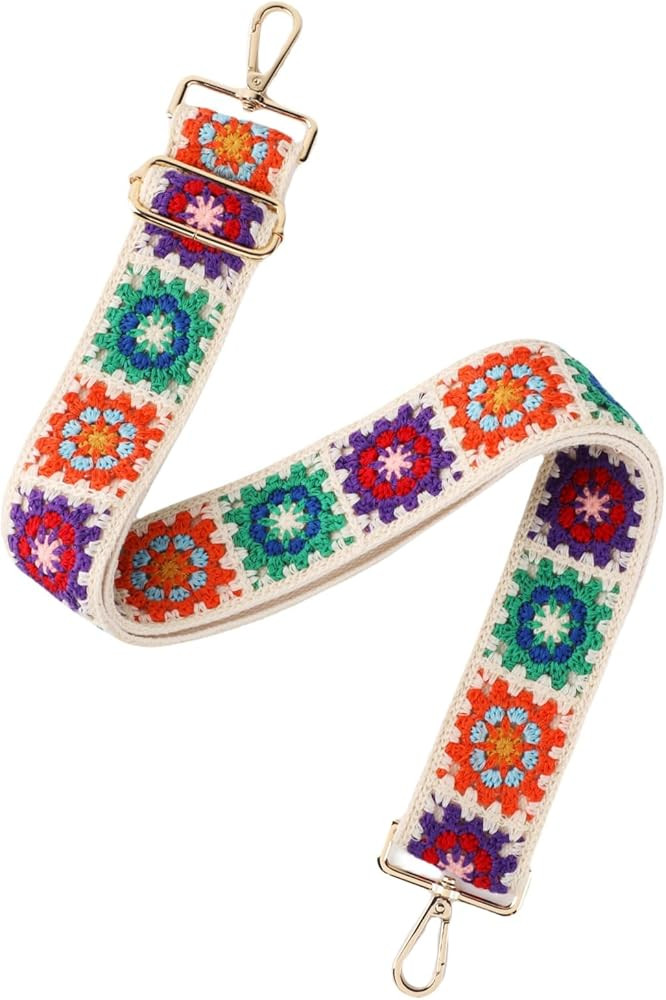 RUORANSUN Crochet Flower Purse Strap Replacement for Crossbody Shoulder Handbags, 2 inch Wide, Go... | Amazon (US)